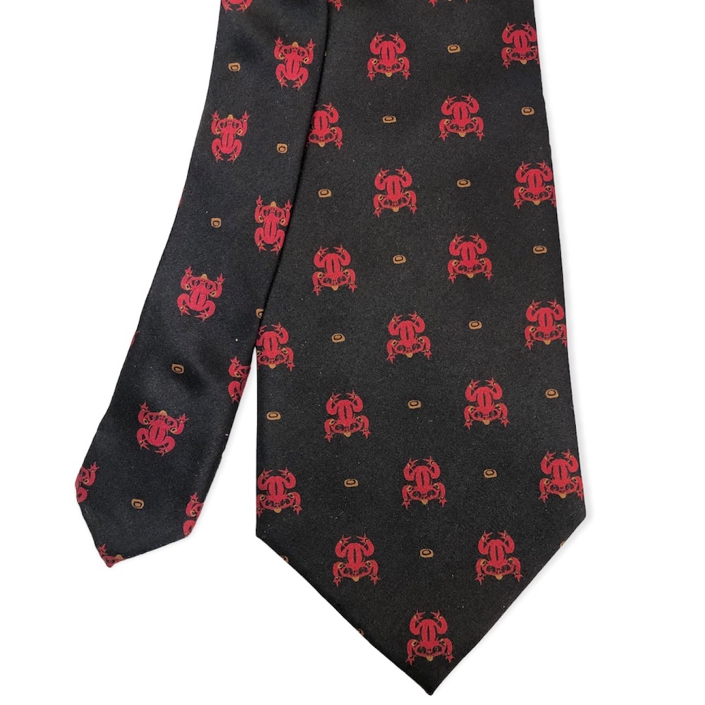 Magenta Brand Frog Design Black Red Gold 100% Silk Tie